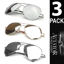 Load image into Gallery viewer, Aviator 30011 Mirrored Sunglasses | 3 Pack Combo