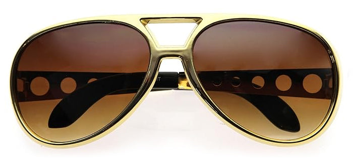 ELVIS Iconic Rockstar Sunglasses Gold Aviator TCB Las Vegas