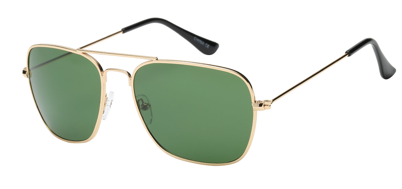 Aviator 112 Gold Green-Smoke | Classic Square Pilot Sunglasses