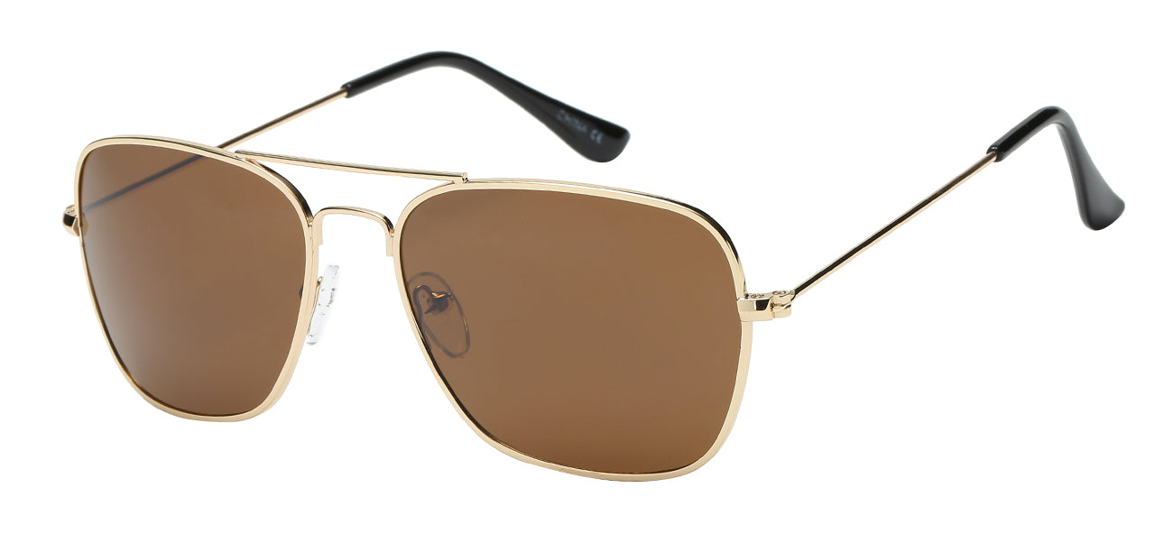 Aviator 112 Gold Brown | Classic Square Pilot Sunglasses