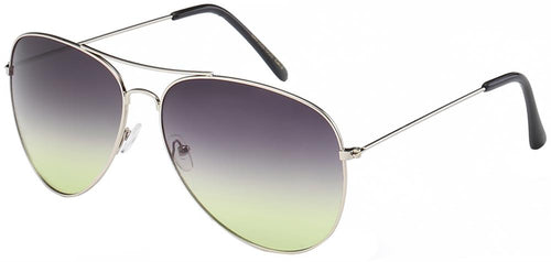 Aviator 106 Silver Green-Smoke | Classic Pilot Sunglasses