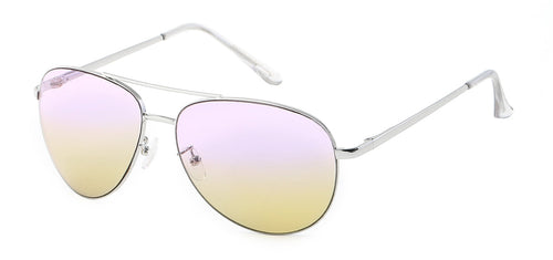 Aviator 111 Silver Purple-Yellow | Colorized Pilot Sunglasses