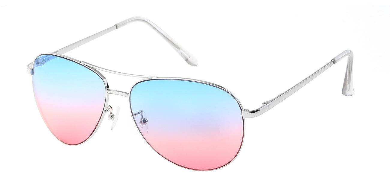 Aviator 111 Silver Blue-Pink | Colorized Pilot Sunglasses