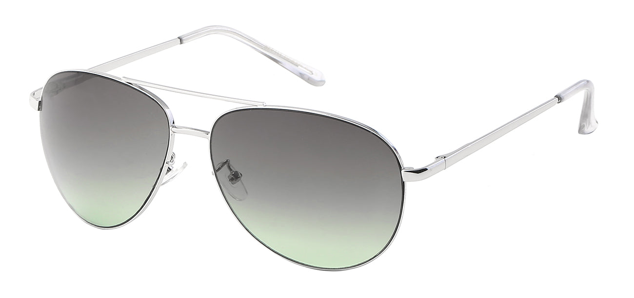 Aviator 111 Silver Green-Smoke | Colorized Pilot Sunglasses