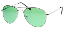 Load image into Gallery viewer, Aviator 30011C Silver Green Sunglasses | Main View