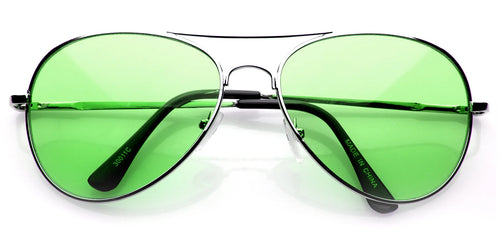 Aviator 30011C Silver Green | Premium Colorize Sunglasses