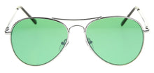 Load image into Gallery viewer, Aviator 30011C Silver Green Sunglasses | Front View