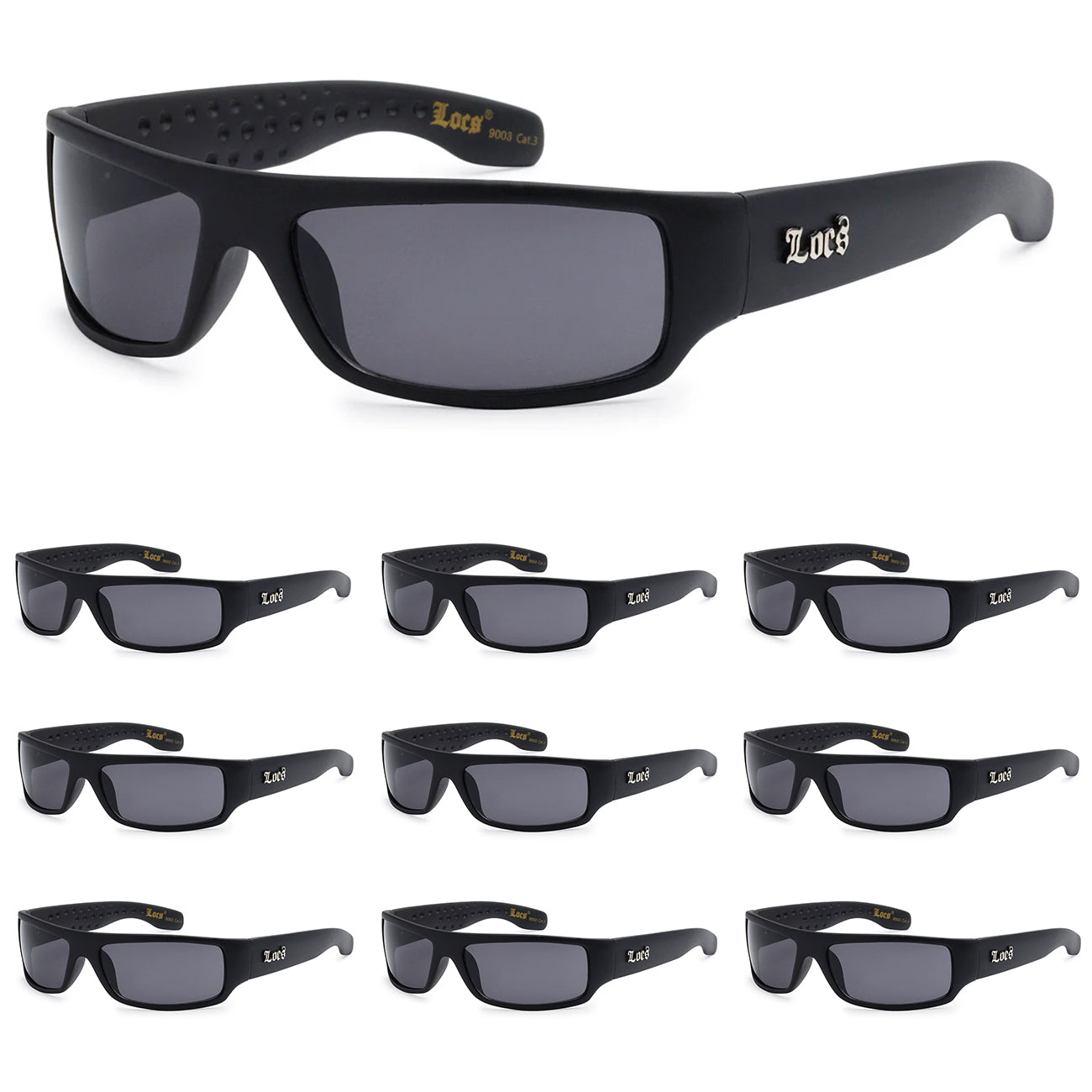 10 Pack Bulk Sunglasses | Locs 9003 Matte