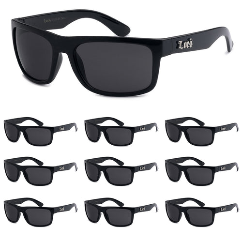 10 Pack Bulk Sunglasses | Locs 91063 Black