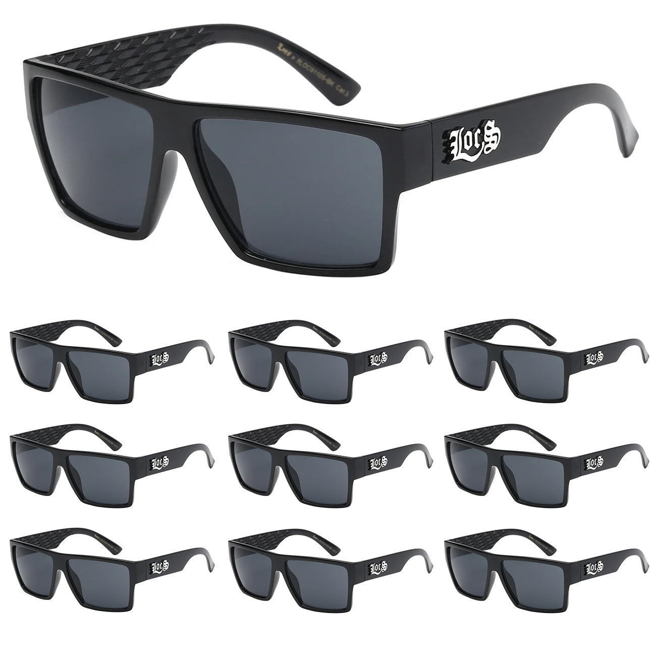 10 Pack Bulk Sunglasses | Locs 91105 Black