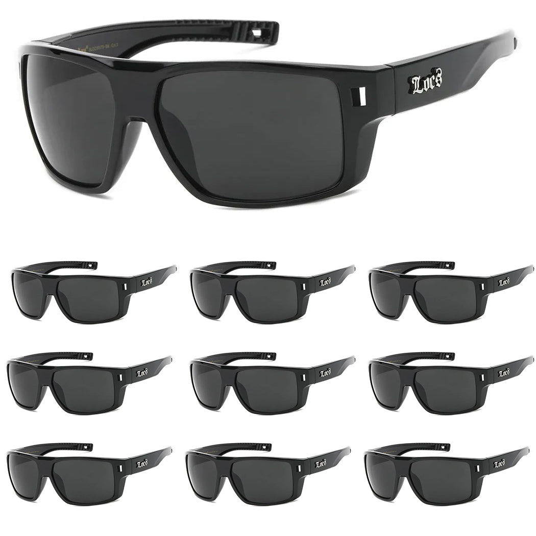 10 Pack Bulk Sunglasses | Locs 91179 Black