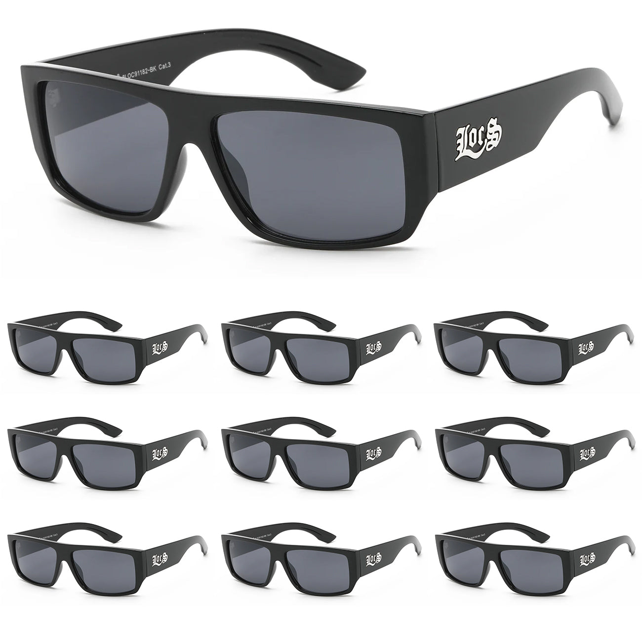 10 Pack Bulk Sunglasses | Locs 91182 Black