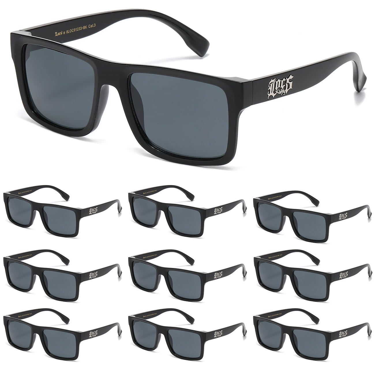 10 Pack Bulk Sunglasses | Locs 91233 Black